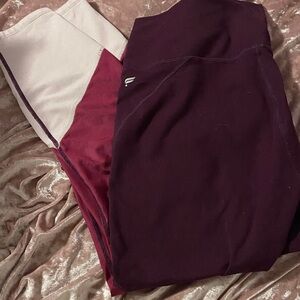 Fabletics Burgundy and Light Pink Leggings